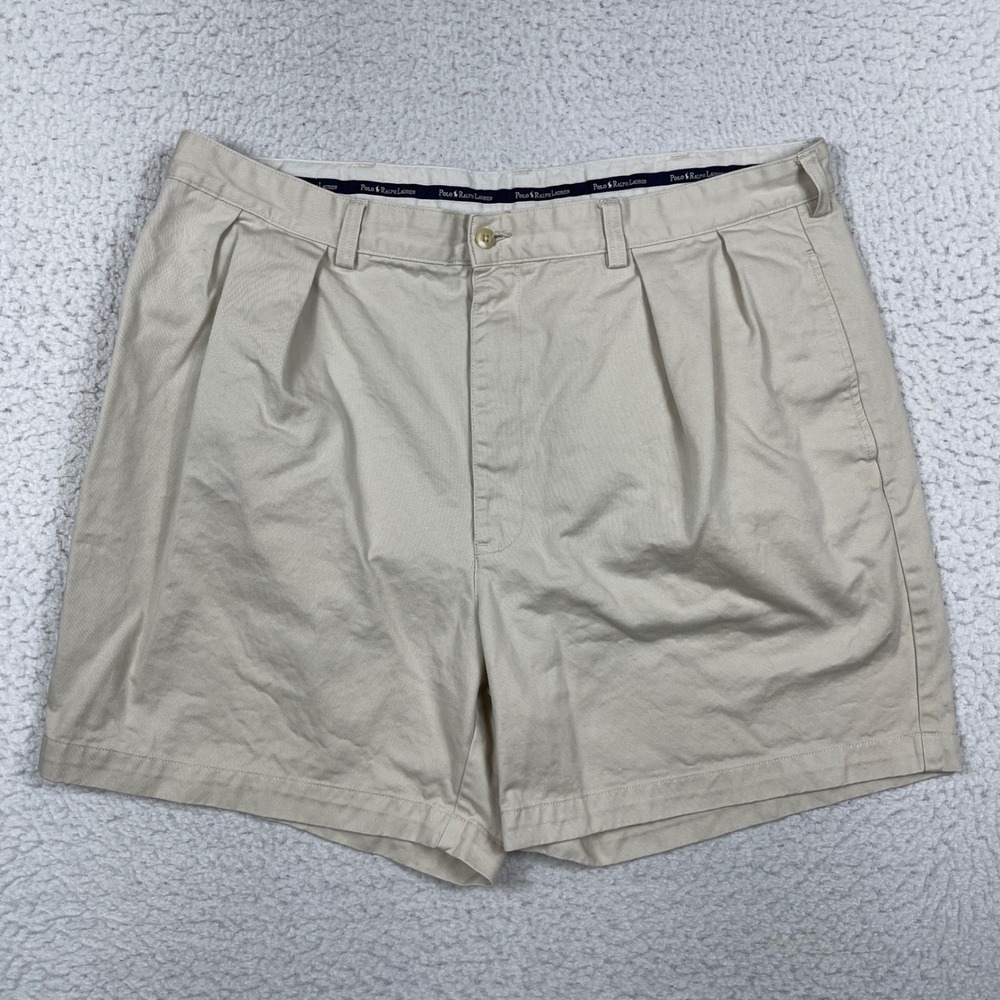Polo Ralph Lauren Shorts Mens 40 Beige Andrew Short Pleated Preppy Old Money